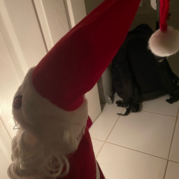 Vintage 30" Animated and Lighted Santa Figure Fabric and Fake Fur Curls too! - Picture 6 of 7